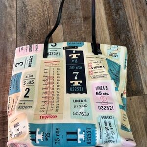 Colorful Ticket Print Tote Bag
